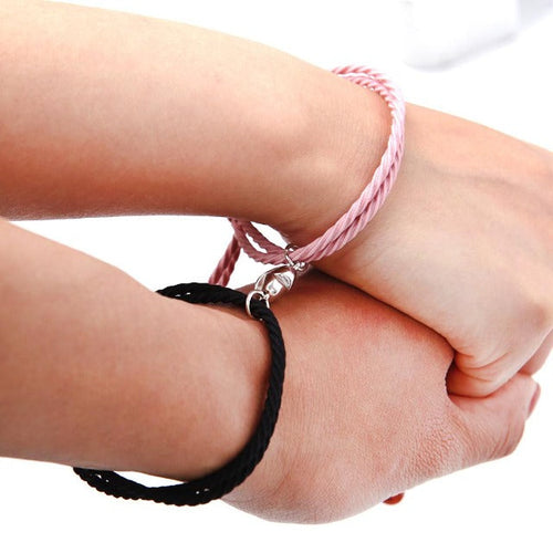 Magnetarmbånd par sort og rosa