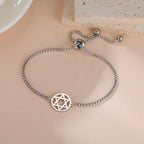 Justerbart armbånd med Davidsstjernen, jødisk symbol, sølv