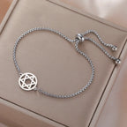 Justerbart armbånd med Davidsstjernen, jødisk symbol, sølv
