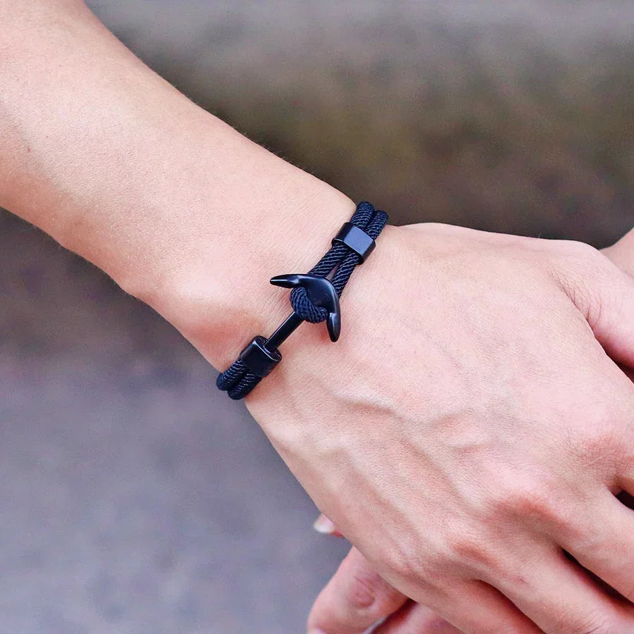 Armbånd med svart anker marineblått