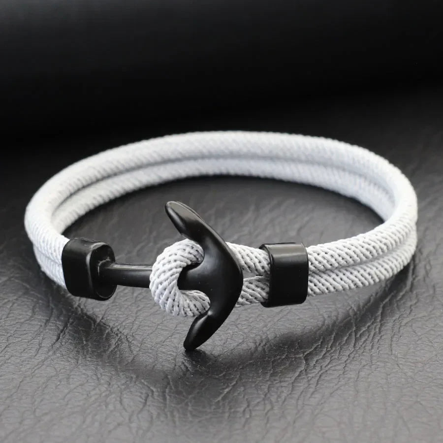 Armbånd med svart anker grått