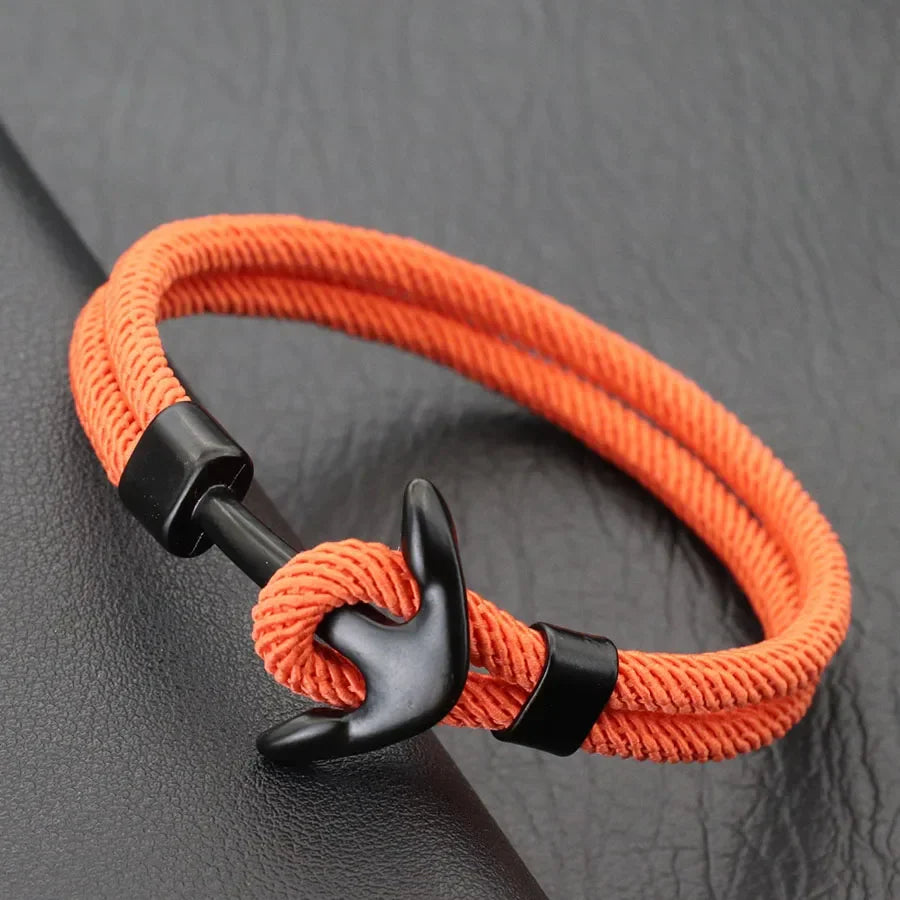 Armbånd med svart anker oransje