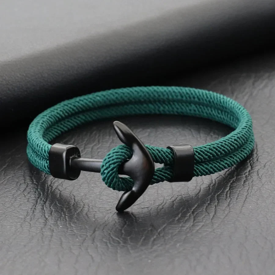 Armbånd med svart anker grønt
