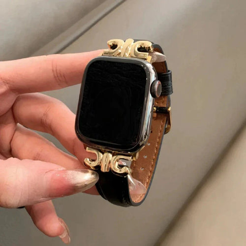 Apple Watch-lærarmbånd for kvinner svart