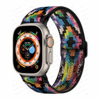 Apple Watch-Rem i vevd nylon regnbue