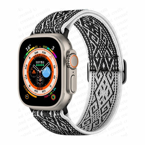 Apple Watch-armband i vävt nylon vitt och svart