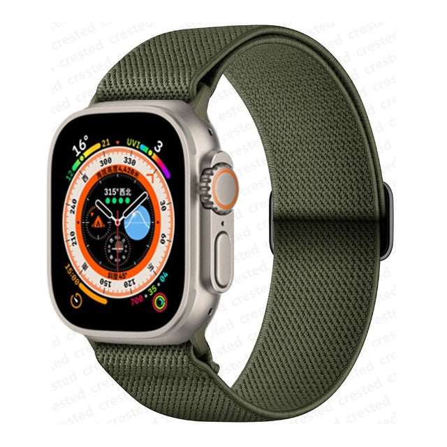 Apple Watch-Rem i vevd nylon khakigrønn