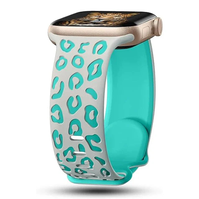 Apple Watch-urrem Leopard cyan lyseblå