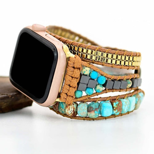 Apple Watch-armbånd med naturlig turkis sten