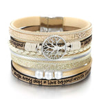 Livets Træ Armbånd Gourmet i Beige Læder