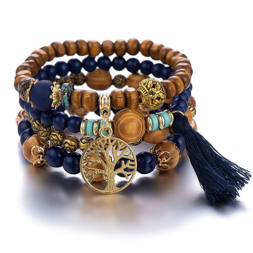 Livets Træ Gourmette Armbånd til Kvinder med Blå Perler
