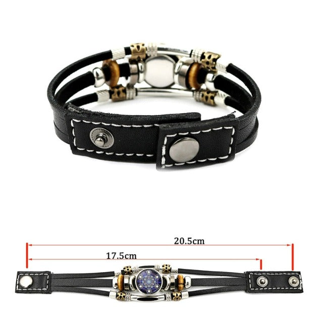 Bracelet Archange Metatron Gourmette en Cuir