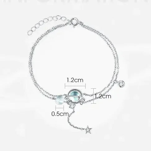 Bracelet avec Cristal Pierre de Lune et Etoiles en Zircon