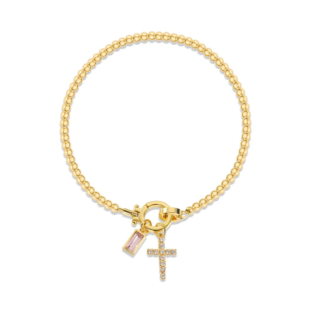 Armband med kors och månadssten