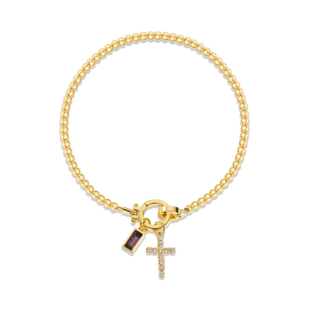 Armband med kors och månadssten