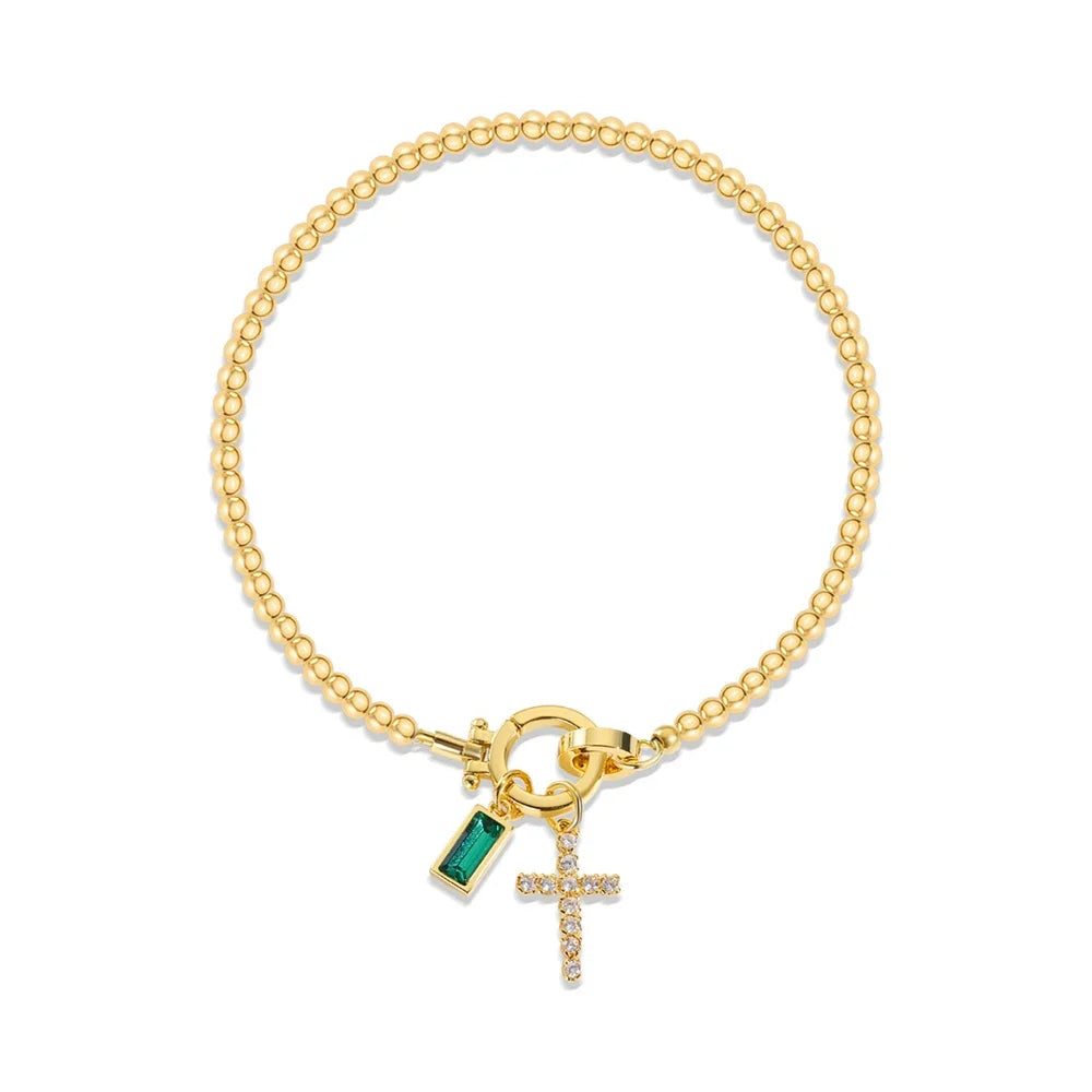 Armband med kors och månadssten