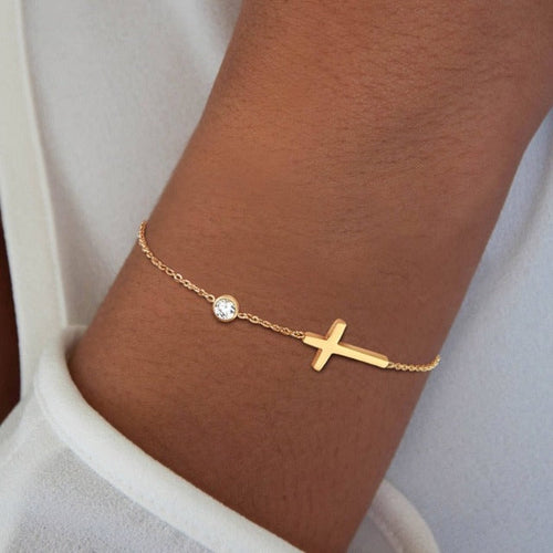 Armbånd med kors til kvinder guld & sølv