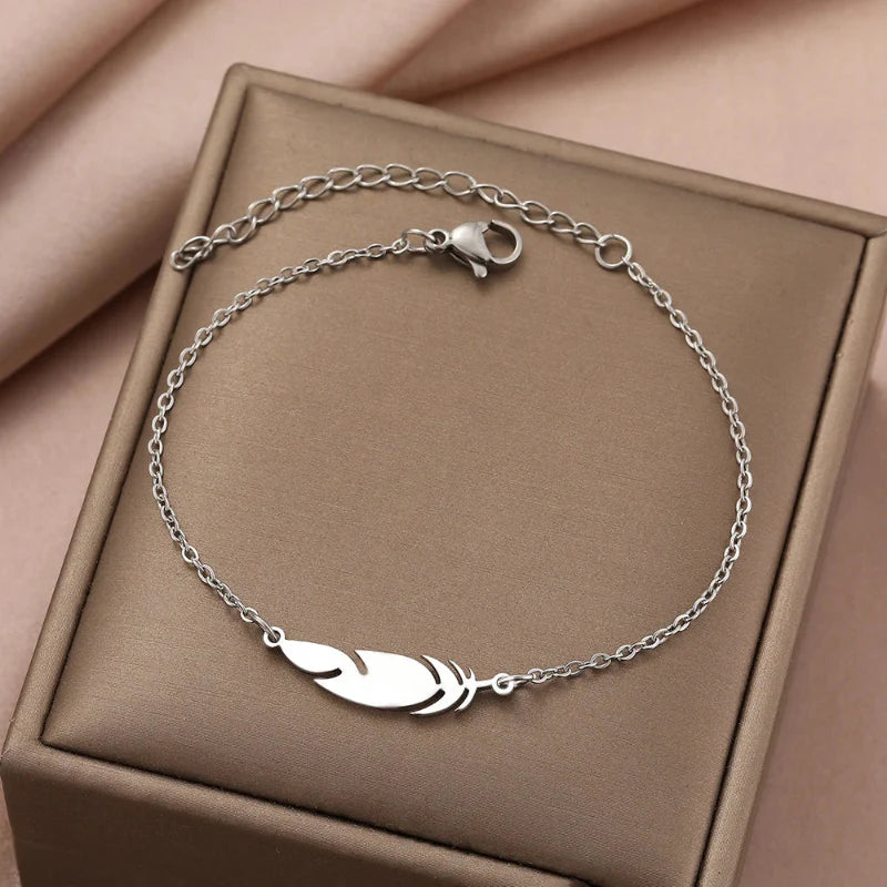 Bracelet de Charme avec Plume argent