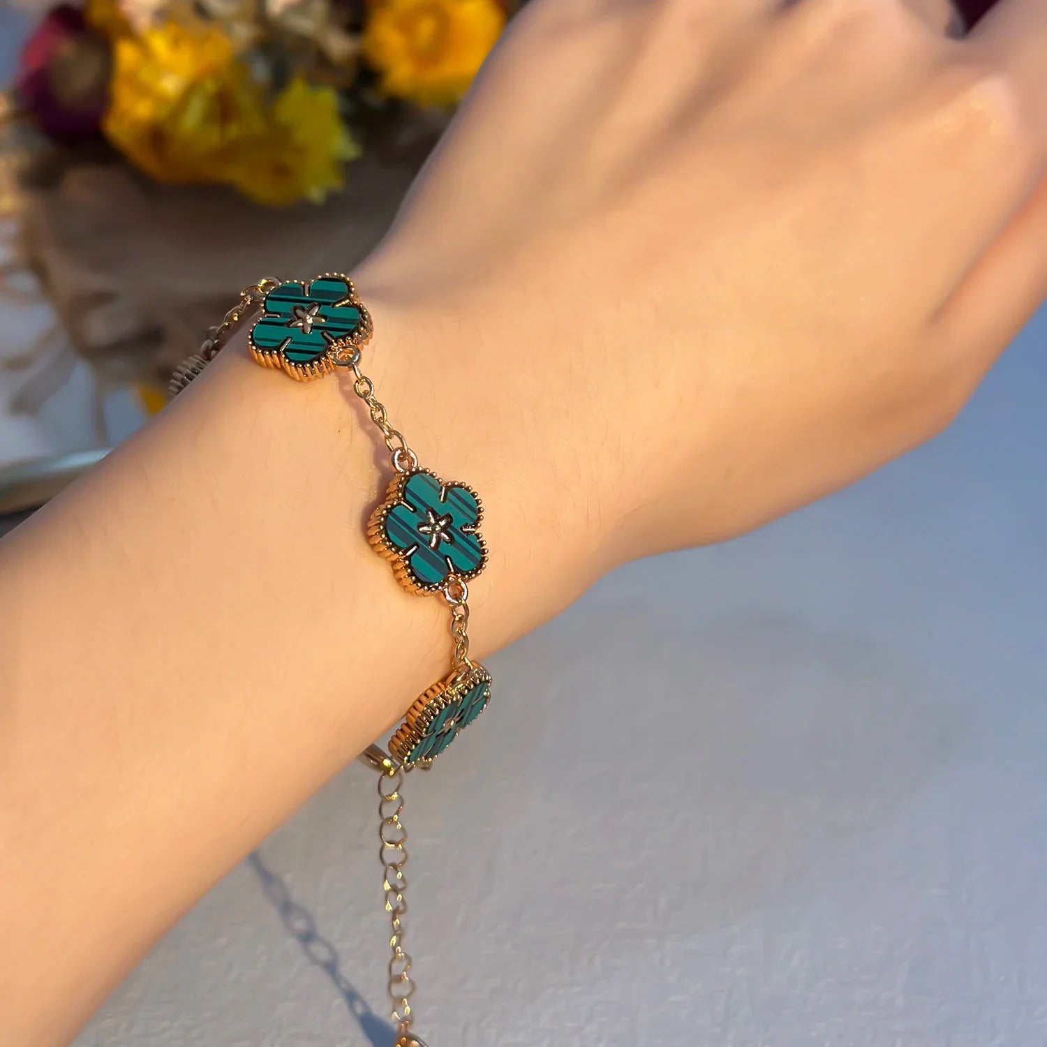 Bracelet avec Fleurs pour Femme vert