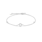 Bracelet avec initiale en strass argent d