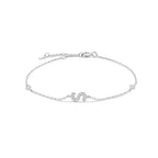 Bracelet avec initiale en strass argent s
