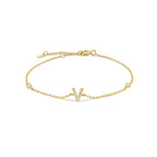 Bracelet avec initiale en strass or v