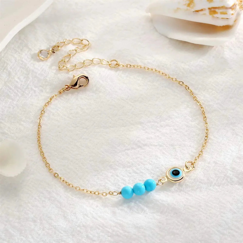 Bracelet avec Perles Contre le Mauvais Oeil