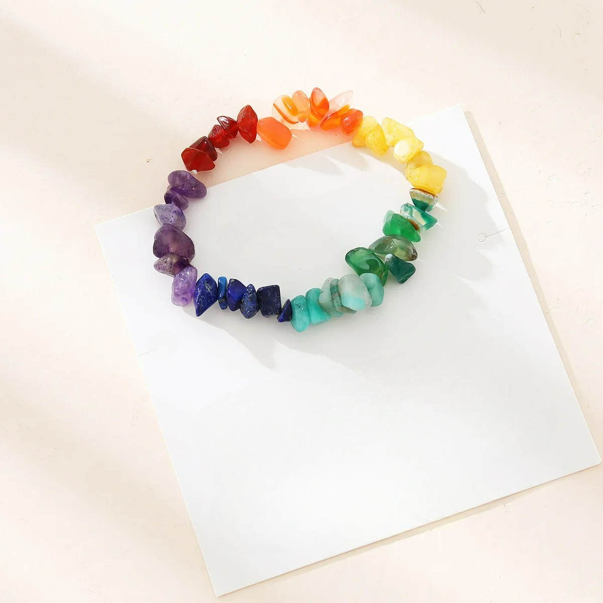 Armbånd med naturlige steiner 7 chakra flerfarget