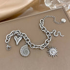 Náramek se Sluncem a Mušlemi pro muže nebo ženy stříbrný