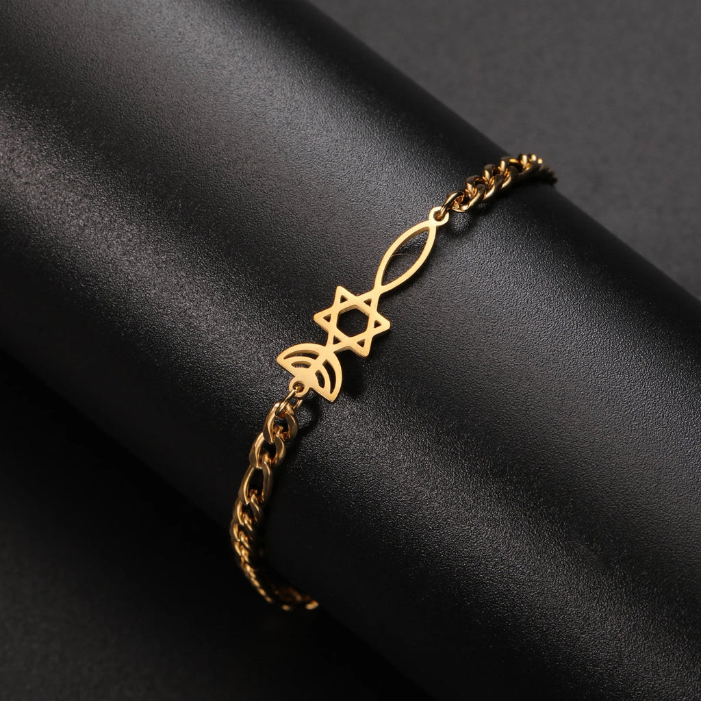 Armbånd med jødiske symboler Menorah og Davidsstjernen i guld
