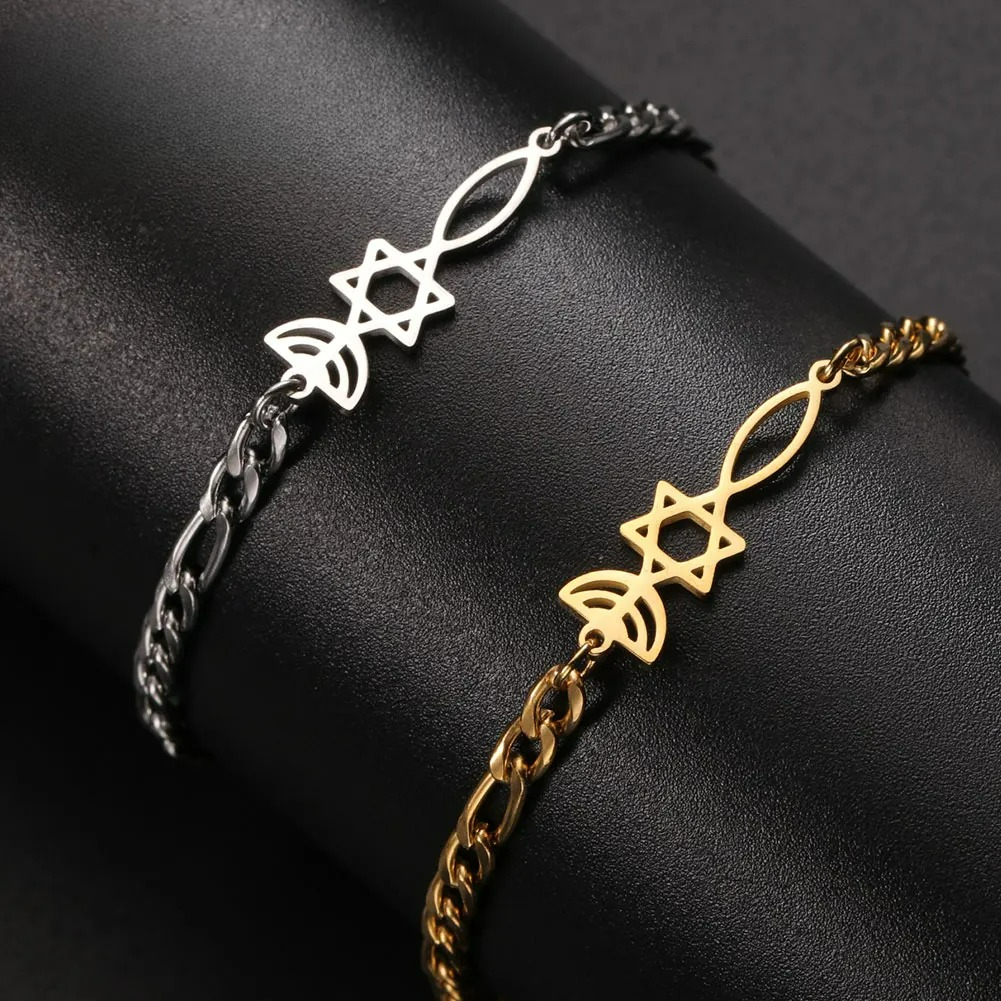 Armbånd med jødiske symboler Menorah og Davidsstjernen i guld