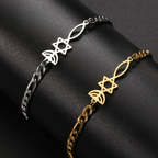 Armbånd med jødiske symboler Menorah og Davidsstjernen i guld