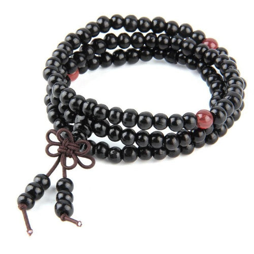 Svart Buddhistisk Lykkeamulett Armbånd
