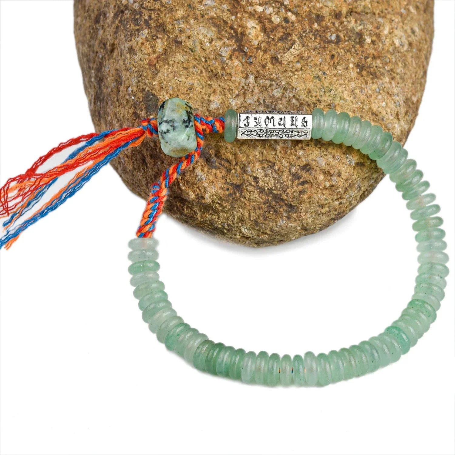 Tibetský buddhistický náramek z avanturínových korálků