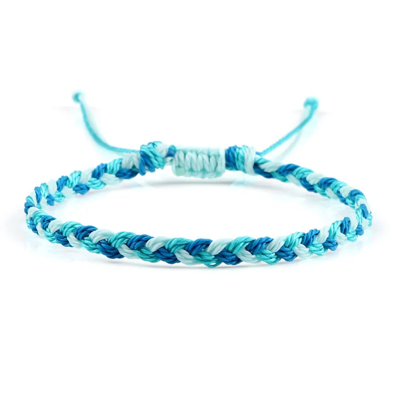 Handgjort blått brasilianskt armband i blått och grönt