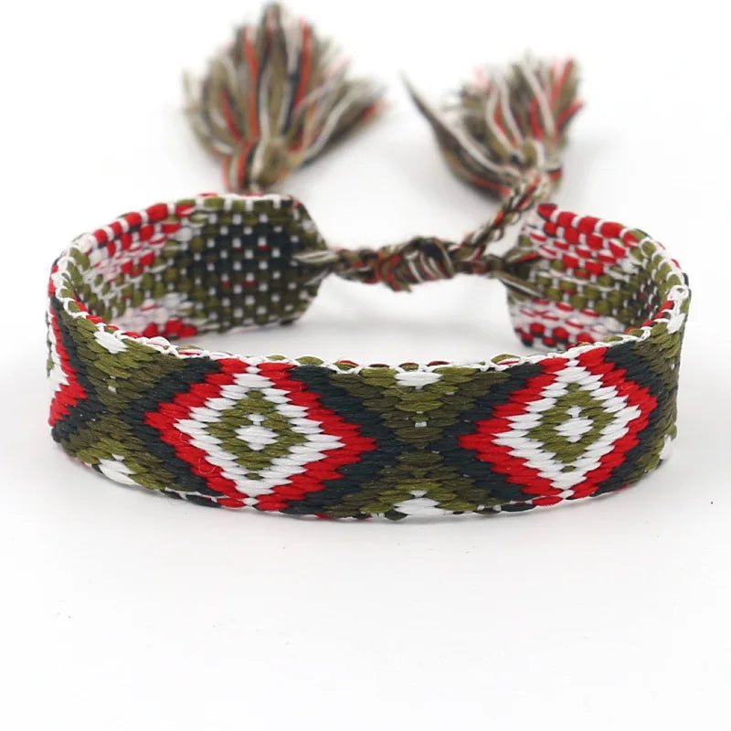 Bred brasiliansk armband med geometriska mönster svart