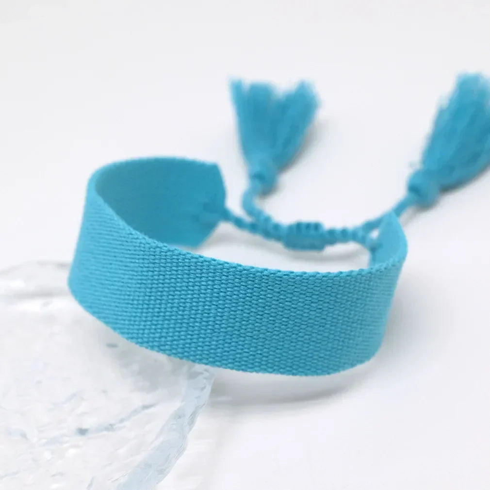 Håndlaget mykt pastell brasiliansk armbånd blått 