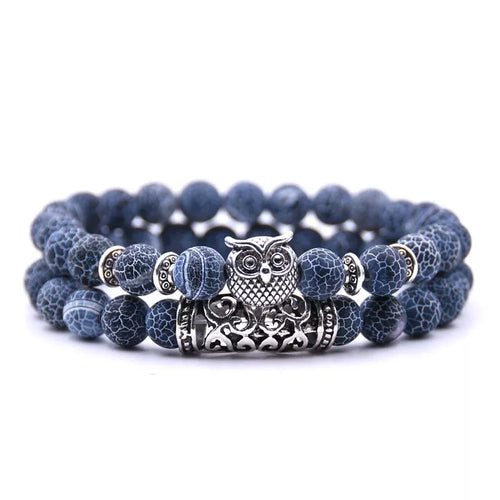 Armbånd Ugle - Gourmette Ugler Perler blå
