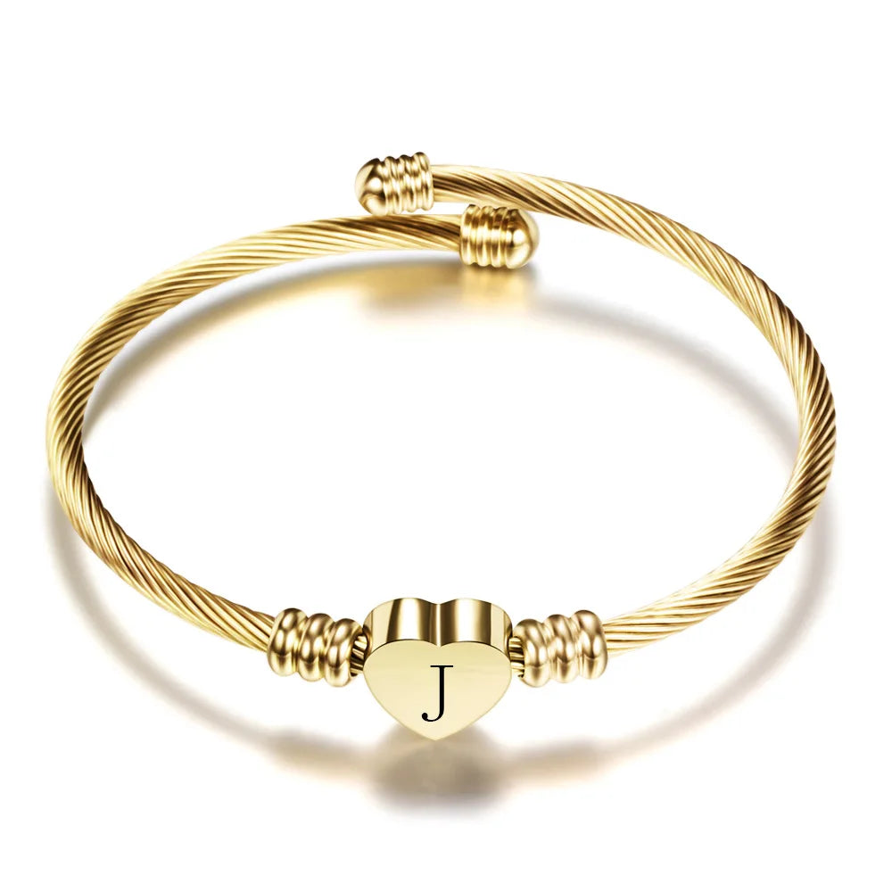 Hjertearmbånd med initial guld j