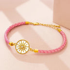 Kompassarmbånd i skinn Kompass Vindrose rosa gull