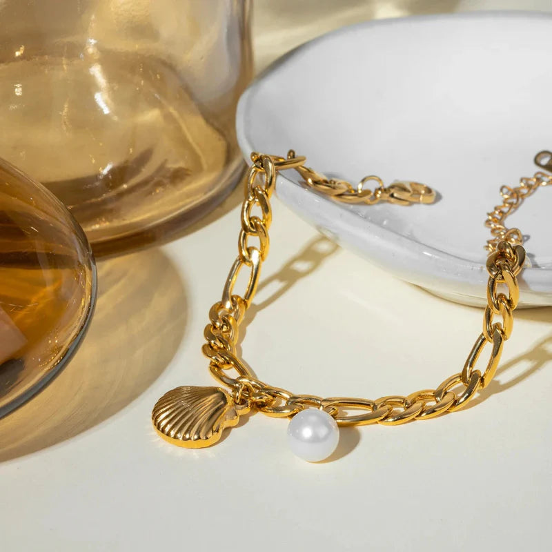 Armbånd med Jakobsmuslingeskal og Perleskal til Kvinder