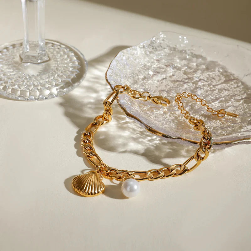 Armbånd med Jakobsmuslingeskal og Perleskal til Kvinder