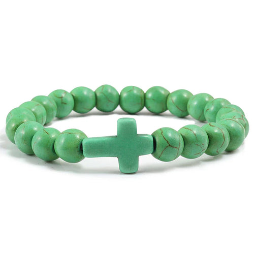 Armbånd Kors i Naturlige Stener grønn