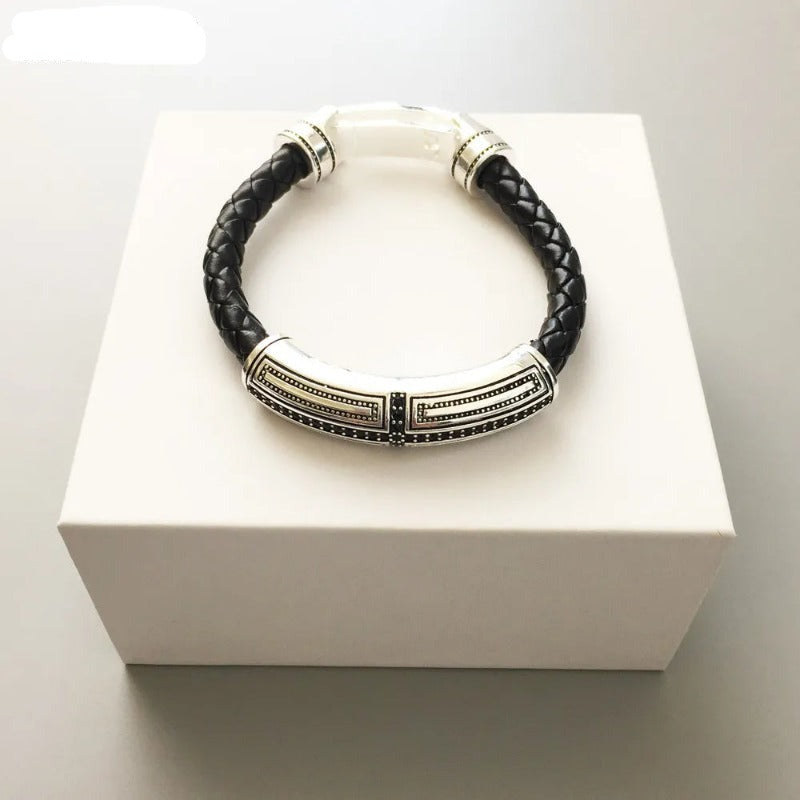 Rustikt Læderarmbånd med Kors - Exception®