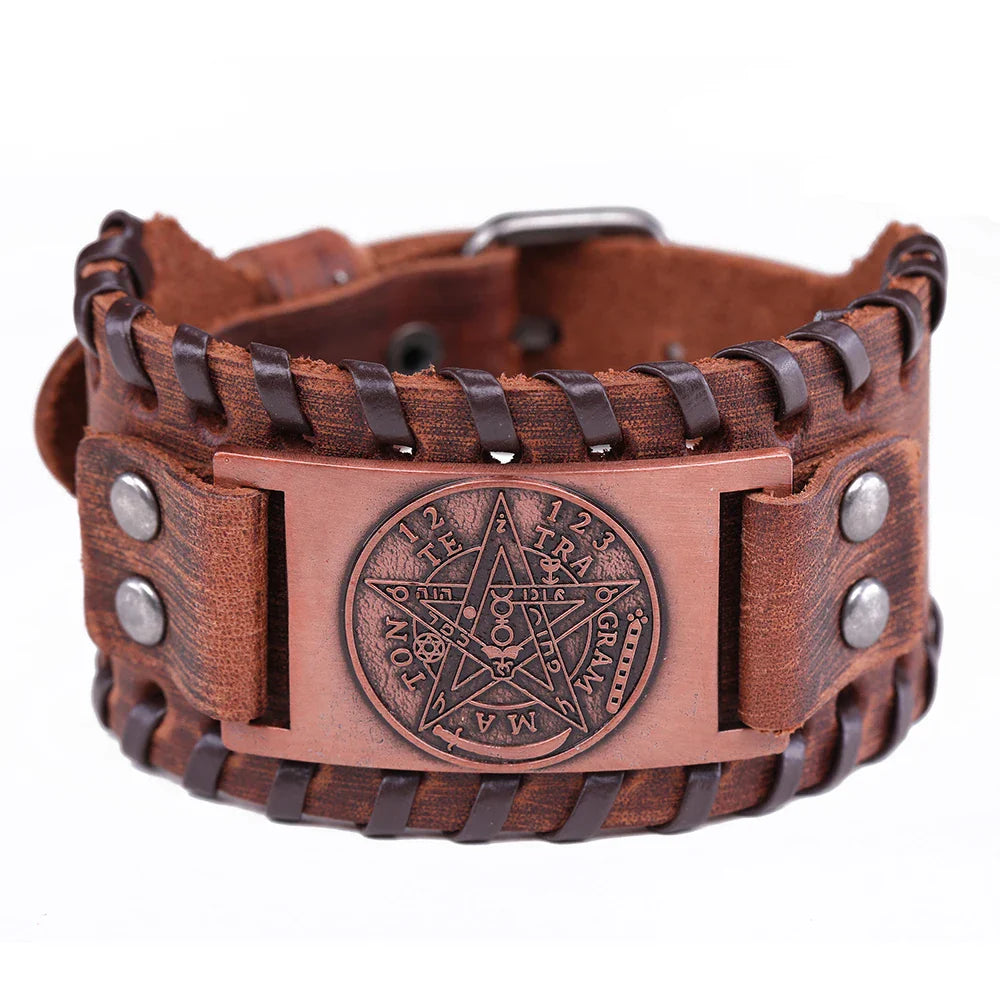 Läderarmband Pentagram Häxkonst Wiccan Länk 3
