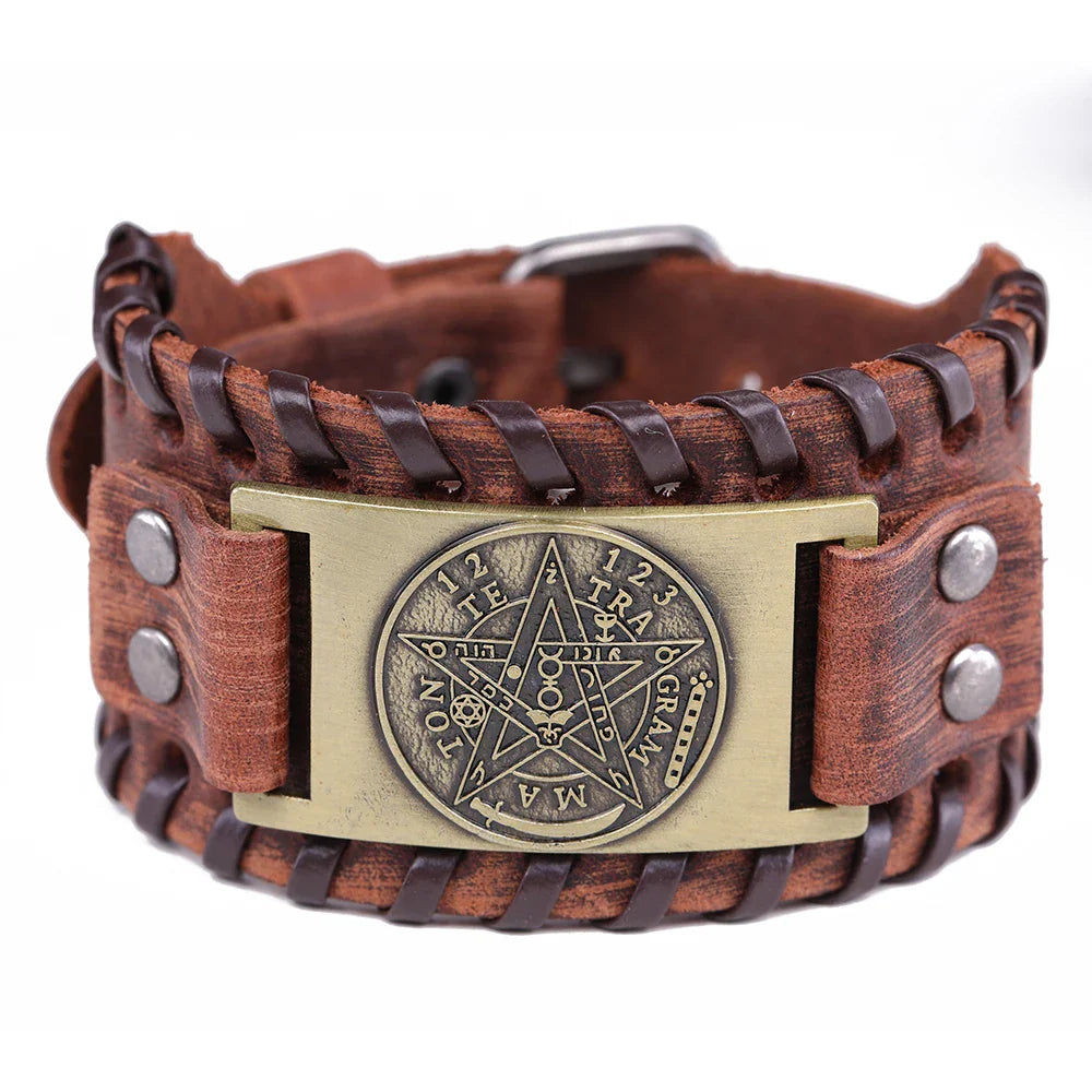 Läderarmband Pentagram Häxkonst Wiccan Länk 2