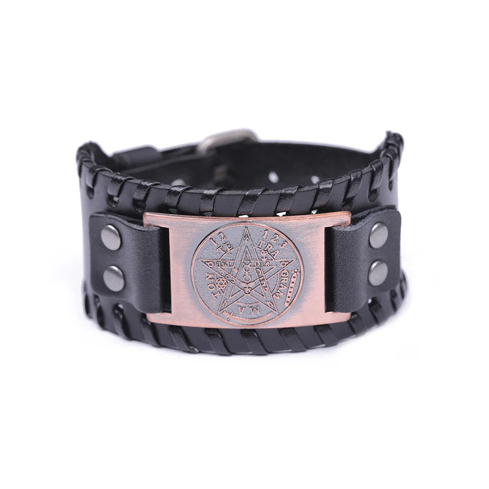 Läderarmband Pentagram Häxkonst Wiccan Länk 4