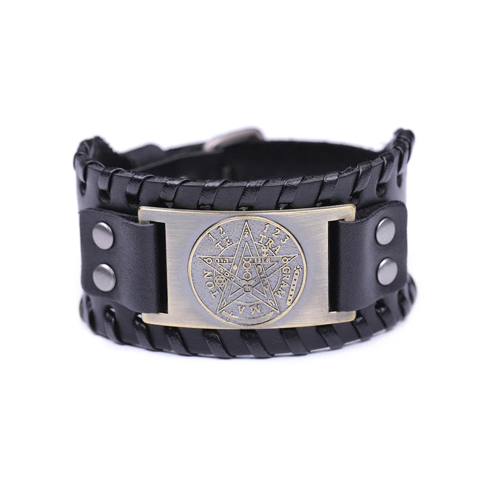 Läderarmband Pentagram Häxkonst Wiccan Länk 6