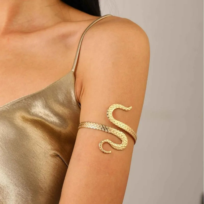 Armbånd til Kvinder Slangehale - Armkæde Ornament og Biceps Smykke i Guld