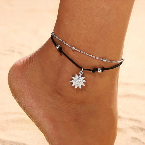 Dobbeltlags anklet med solmotiv